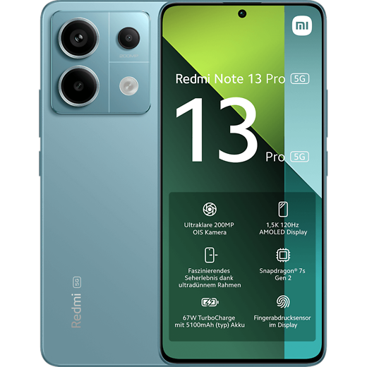 Xiaomi Redmi Note 13 Pro 5G Ocean Teal - Vorne/Hinten