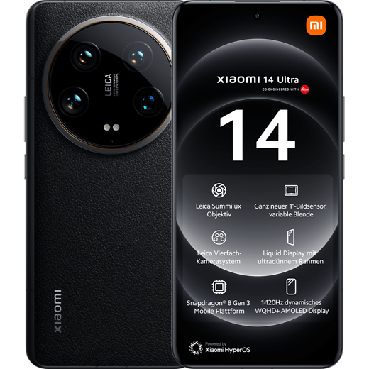 Xiaomi 14 Ultra Black - Vorne/Hinten