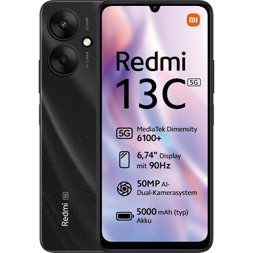 Xiaomi Redmi 13C 5G Starry Black - Vorne/Hinten