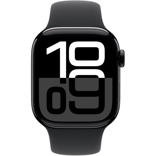 Apple Watch Series 10 GPS Aluminium Sportarmband Diamantschwarz/Schwarz S/M - Gallerie 2