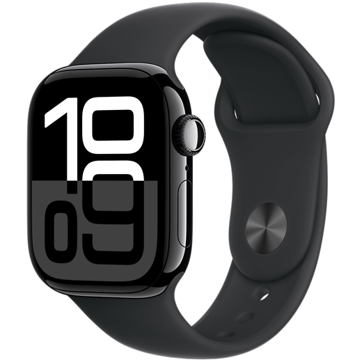 Apple Watch Series 10 Aluminium Sportarmband Diamantschwarz/Schwarz S/M - Gallerie 1