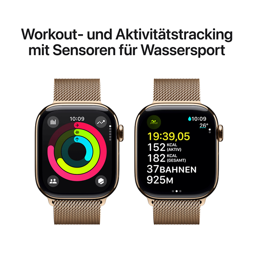 Apple Watch Series 10 Titan Milanaise Armband Gold/Gold - Gallerie 4