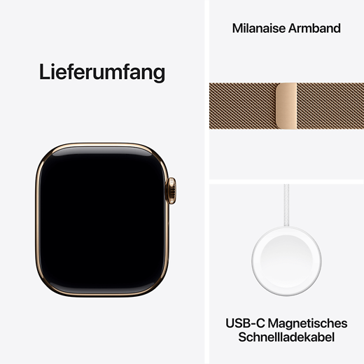 Apple Watch Series 10 Titan Milanaise Armband Gold/Gold - Gallerie 5