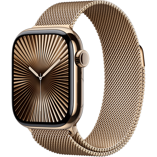 Apple Watch Series 10 Titan Milanaise Armband Gold/Gold - Gallerie 1