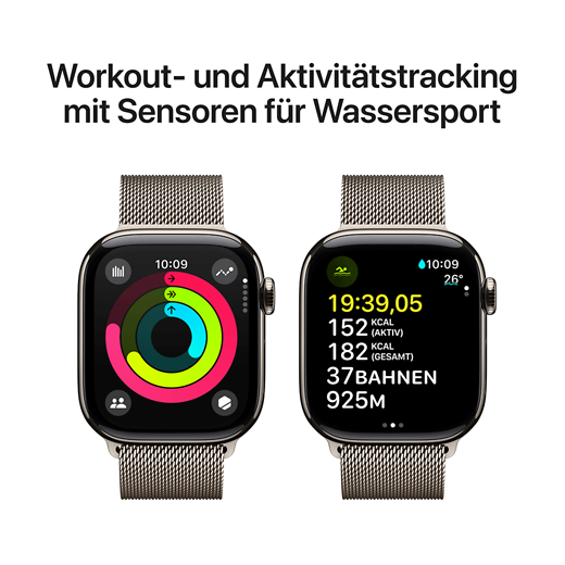 Apple Watch Series 10 Titan Milanaise Armband Natur/Natur - Gallerie 4