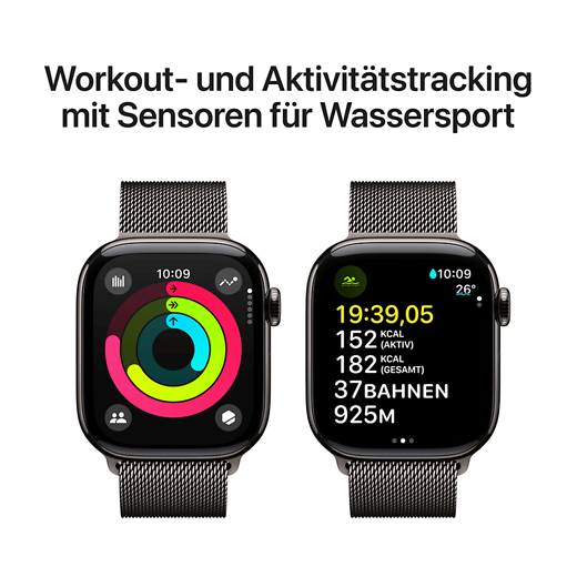 Apple Watch Series 10 Titan Milanaise Armband Schiefer/Schiefer - Gallerie 4
