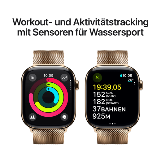 Apple Watch Series 10 Titan Milanaise Armband Gold/Gold M/L - Gallerie 4