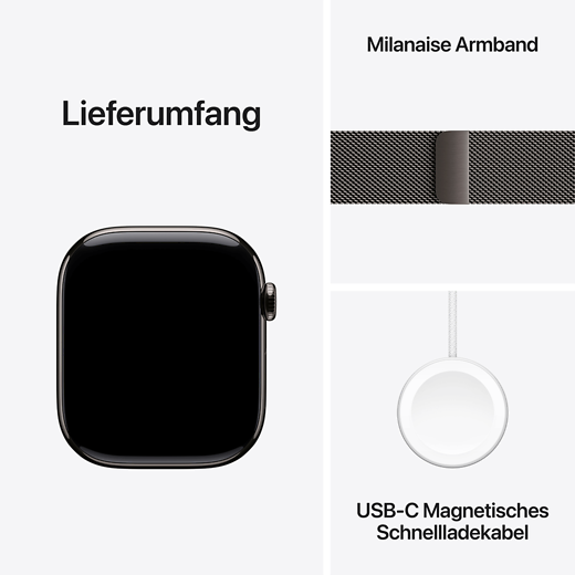 Apple Watch Series 10 Titan Milanaise Armband Schiefer/Schiefer M/L - Gallerie 5