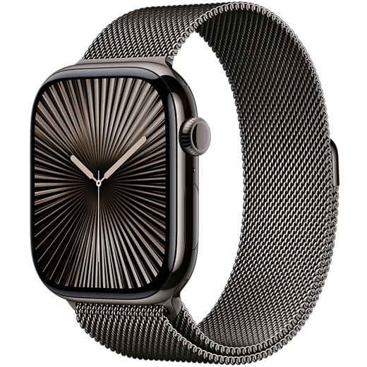 Apple Watch Series 10 Titan Milanaise Armband Schiefer/Schiefer M/L - Gallerie 1