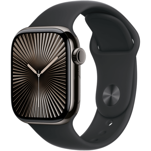 Apple Watch Series 10 Titan Sportarmband Schiefer/Schwarz S/M - Gallerie 1