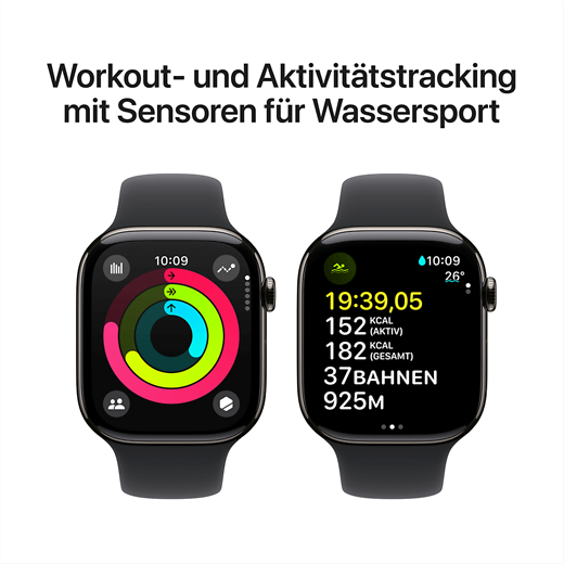 Apple Watch Series 10 Titan Sportarmband Schiefer/Schwarz M/L - Gallerie 4