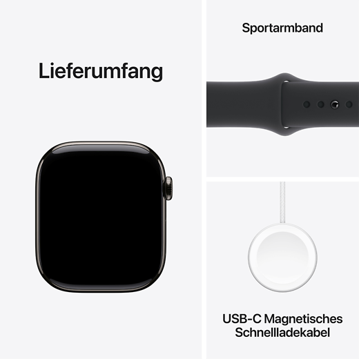 Apple Watch Series 10 Titan Sportarmband Schiefer/Schwarz M/L - Gallerie 5