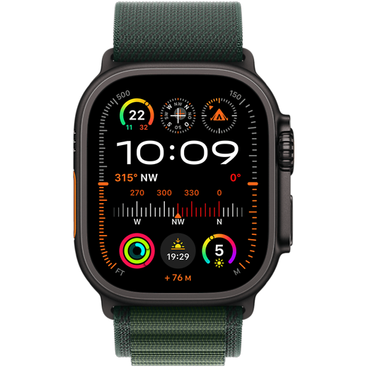 Apple Watch Ultra 2, GPS + Cellular, 49 mm, Titan Schwarz, Alpine Loop Dunkelgrün Medium - Gallerie 2