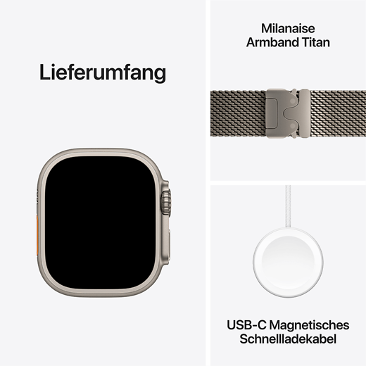 Apple Watch Ultra 2 Titan Milanaise Armband Natur/Natur Medium - Gallerie 5