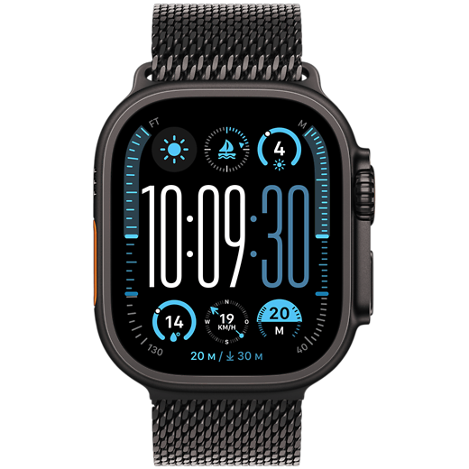 Apple Watch Ultra 2 Titan Milanaise Armband Schwarz/Schwarz Medium - Gallerie 2
