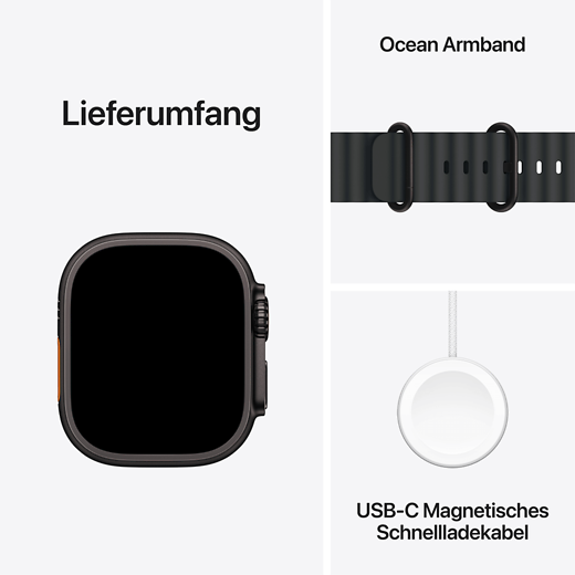 Apple Watch Ultra 2, GPS + Cellular, 49 mm, Titan Schwarz, Ocean Armband Schwarz - Gallerie 5