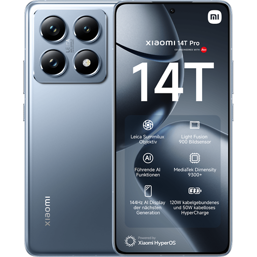 Xiaomi 14T Pro Titan Blue - Vorne/Hinten