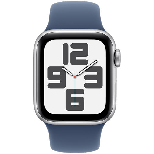 Apple Watch SE (2023) Aluminium Sportarmband Silber/Denim M/L - Gallerie 2