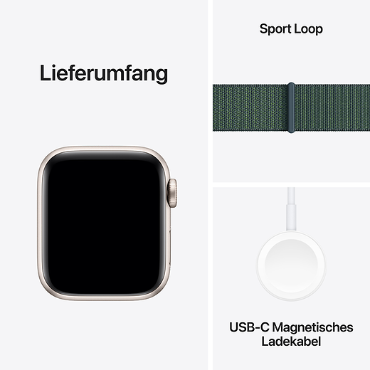 Apple Watch SE (2023) Aluminium Sport Loop Polarstern/Seegruen S/M - Gallerie 5