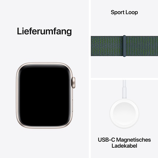 Apple Watch SE (2023) Aluminium Sport Loop Polarstern/Seegruen M/L - Gallerie 5