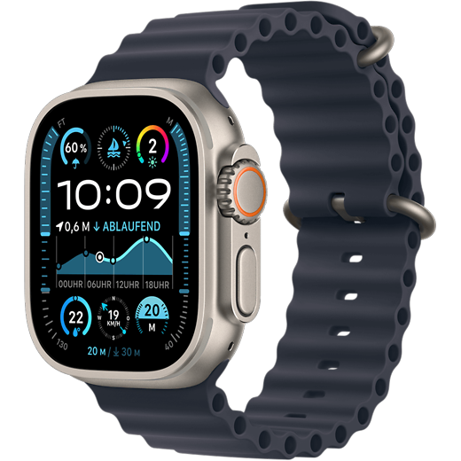 Apple Watch Ultra 2 Titan Ocean Armband Natur/Marine - Hero