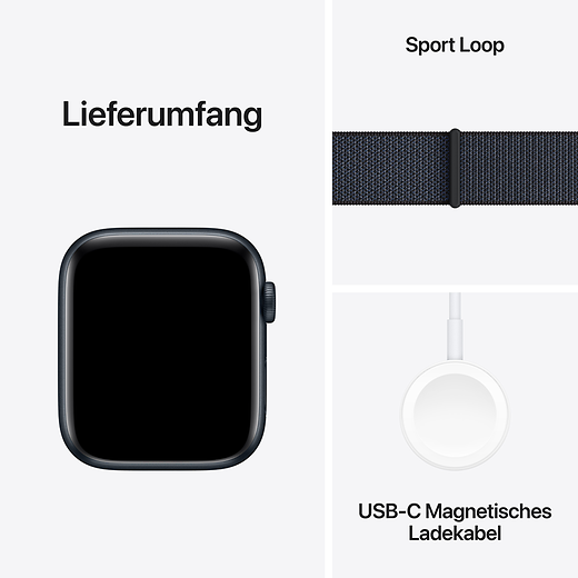 Apple Watch SE (2023) Aluminium Sport Loop Schwarz/Tinte M/L - Gallerie 5