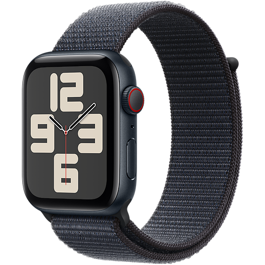Apple Watch SE (2023) Aluminium Sport Loop Schwarz/Tinte M/L - Hero