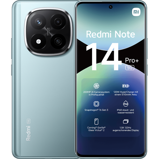 Xiaomi Redmi Note 14 Pro+ 5G Frost Blue - Vorne/Hinten