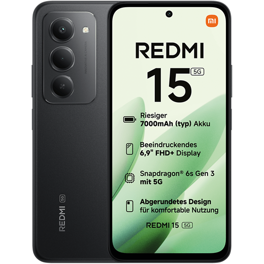 Xiaomi Redmi 15 5G Midnight Black  - Vorne/Hinten