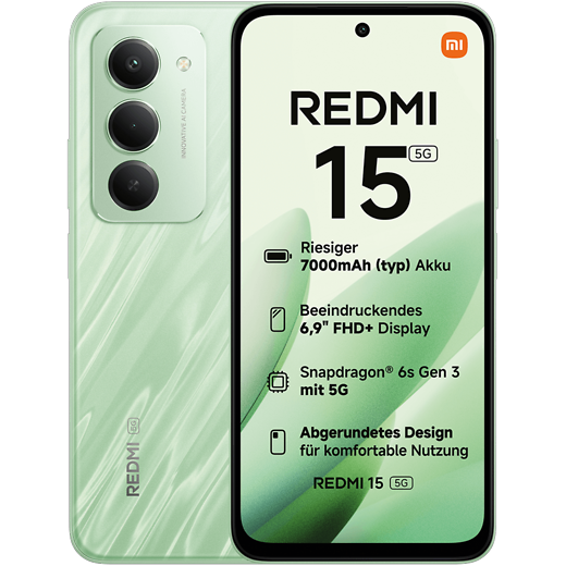 Xiaomi Redmi 15 5G Ripple Green - Vorne/Hinten
