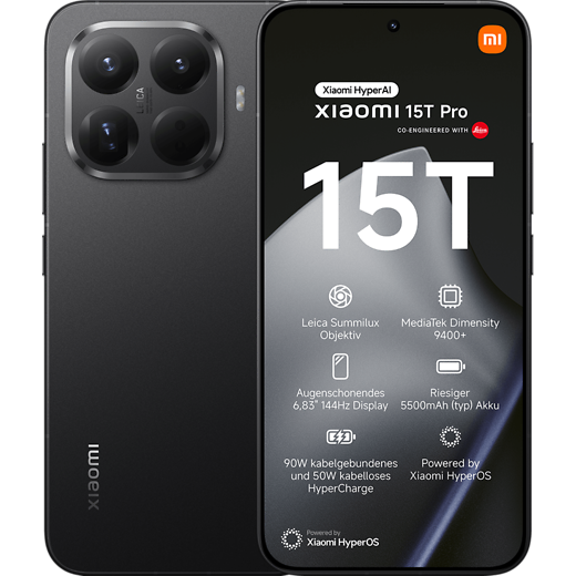Xiaomi 15T Pro Black - Vorne/Hinten