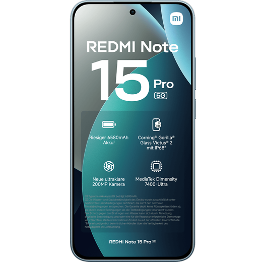 Xiaomi Redmi Note 15 Pro 5G Glacier Blue - Vorne