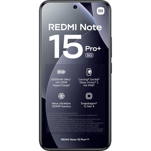 Xiaomi Redmi Note 15 Pro+ 5G Black - Vorne
