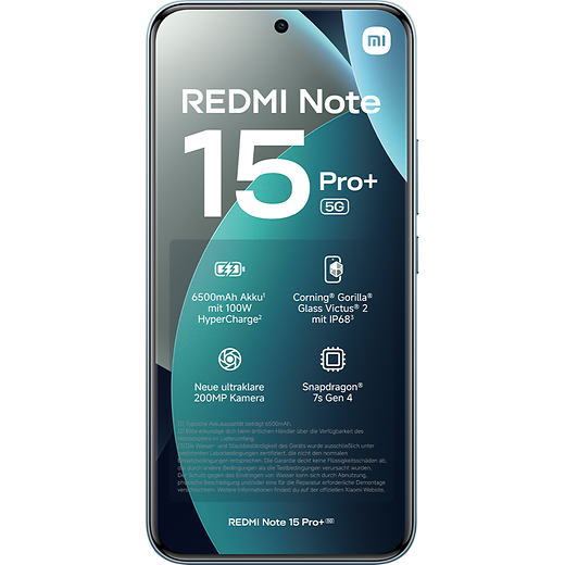 Xiaomi Redmi Note 15 Pro+ 5G Glacier Blue - Vorne