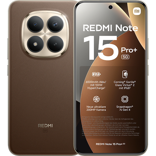 Xiaomi Redmi Note 15 Pro+ 5G Mocha Brown - Vorne/Hinten