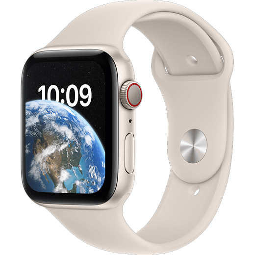Apple Watch SE (2022) Aluminium Sportarmband 44 mm, Aluminium Polarstern, Sportarmband Polarstern - Hero