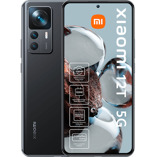 Xiaomi 12T Black - Vorne/Hinten