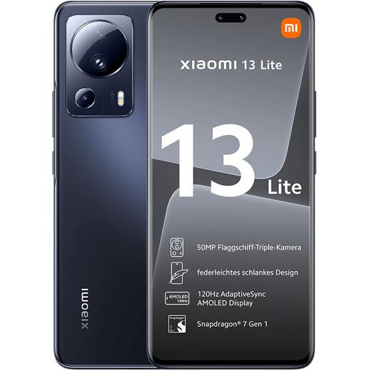 Xiaomi 13 Lite Black - Vorne/Hinten