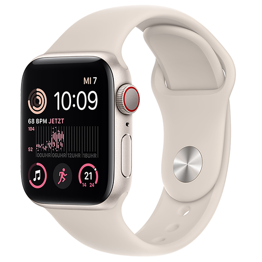 Apple Watch SE (2022) Aluminium Sportarmband 40 mm, Aluminium Polarstern, Sportarmband Polarstern - Hero